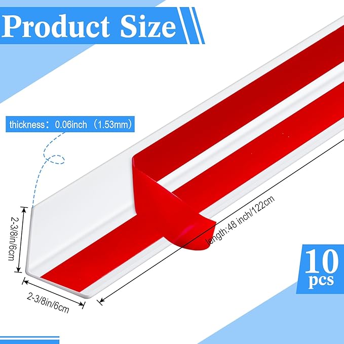 Sasylvia 10 Pcs Wall Corner Protector Guards, 2-3/8 x 48 Inches Self Adhesive - Image 2