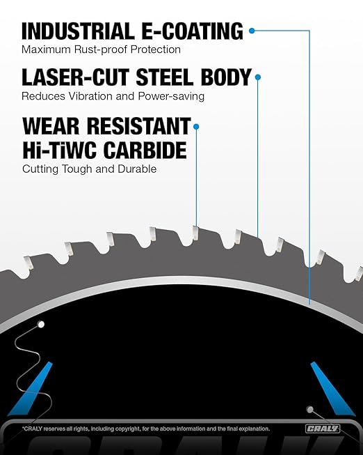 CRALY 12 Inch 60 Teeth Steel and Ferrous Metal Cutting Circular Saw Blade - Image 3