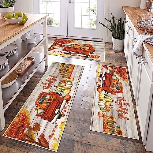U'Artlines Fall Kitchen Rugs with Runner Sets 3 Piece Washable Floor Mats - Image 5