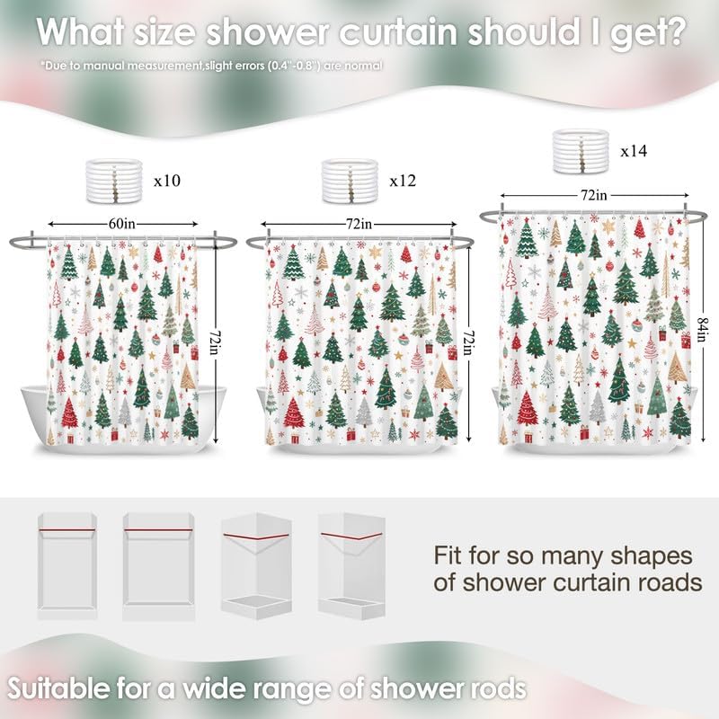 Christmas Tree Shower Curtain, 72x84 Inch Waterproof Fabric - Image 2