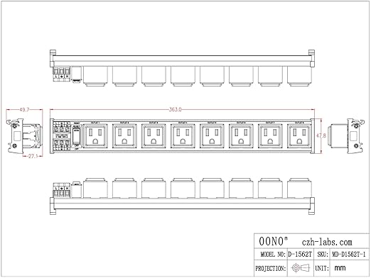 DIN Rail Mount AC 120V NEMA 5-15R 8 Receptacles Outlet Power Strip Module - Image 5