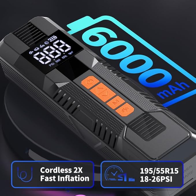 Tire Inflator Portable Air Compressor, 6X Faster 180 PSI Cordless Air Compressor - Image 3