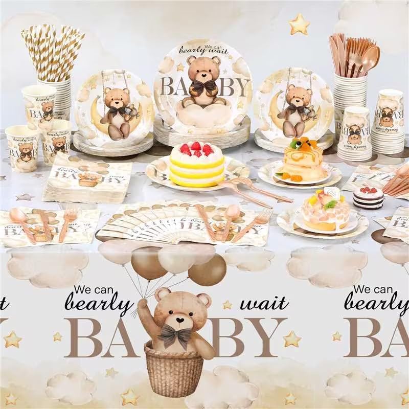 Funnymoom 452 Pcs Brown Bear Baby Shower Party Decorations for 50 Guests - Image 6
