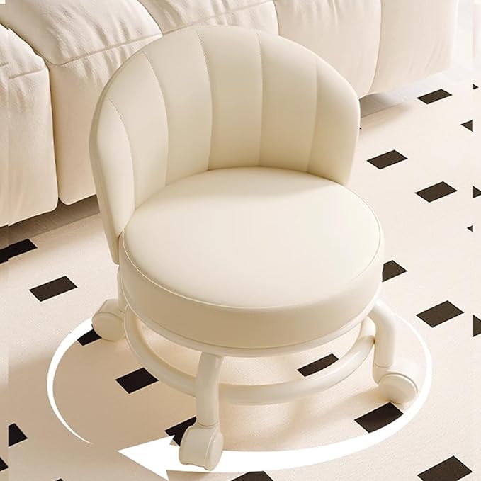 Low Rolling Stool with Backrest, Rolling Pedicure Seat, Low Stool with Wheels - Image 3