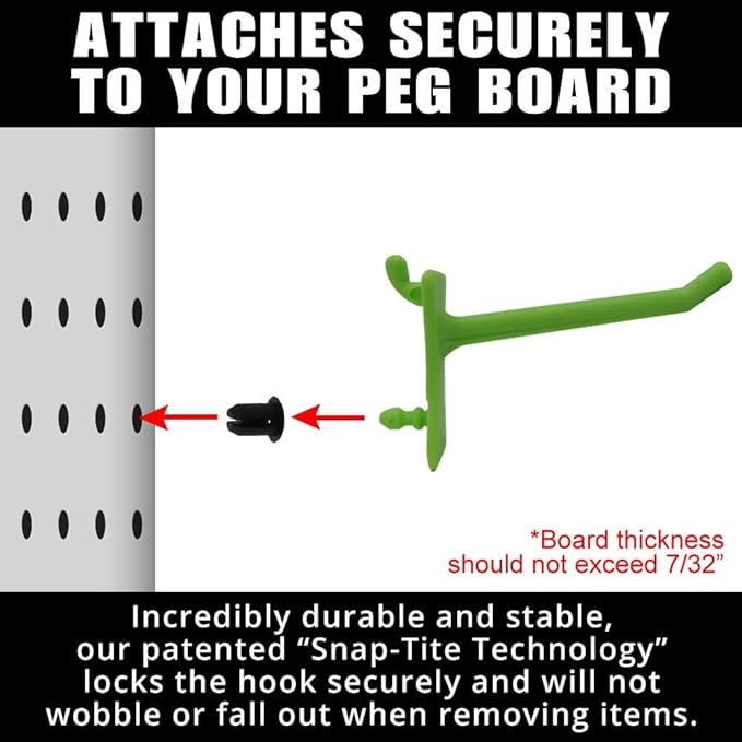 PegPro® 2" Hooks Kit for Standard “Wood Fiber” pegboard – Durable Plastic - Image 6