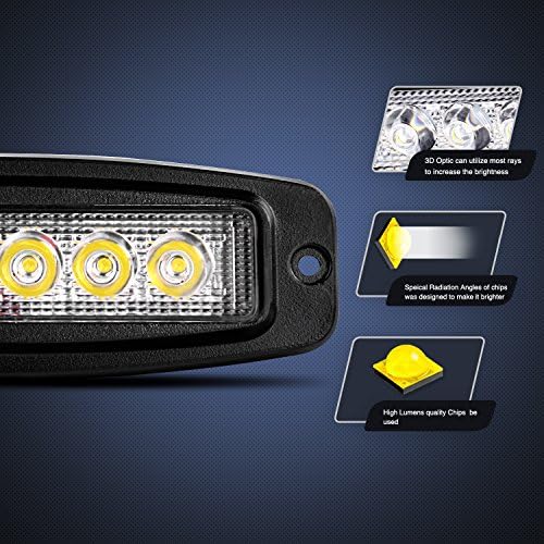 Nilight LED Pods Flush Mount 2Pcs 18W 7.3Inch Spot Offroad Fog Light Bar Waterproof Lighting for Tractor Boat SUV ATV UTV 4WD Car Truck Motorcycle Dirt Bike Golf Cart 12V 24V