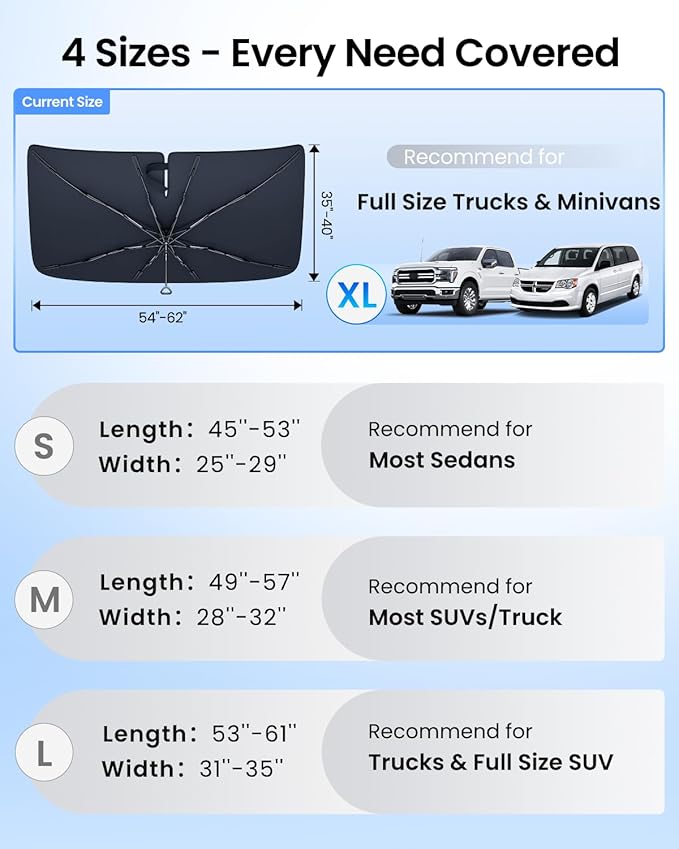 REEVAA 2025 Upgraded Truck Windshield Sun Shade Umbrella Protect Interior - Image 6