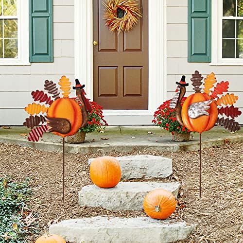 Lulu Home Thanksgiving Turkey Decors, Set of 2 Metal Turkey Stakes Fall Decor, Happy Thanksgiving Autumn Fall Outdoor Decorations - Image 6