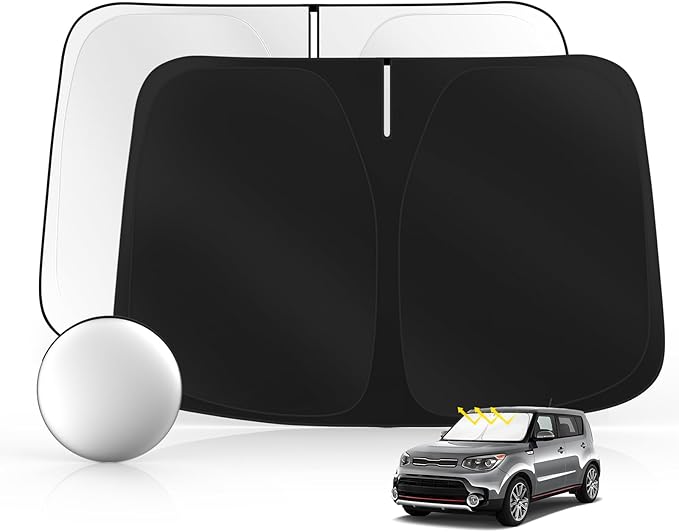 Windshield Sun Shade for Kia Soul 2014-2019 Foldable Sunshade Custom Fit Front by SULAGIWINDSHIELDSUNSHADE