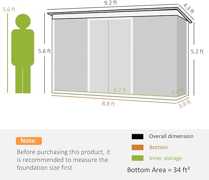 Outsunny 9' x 4' Outdoor Storage Shed, Metal Garden Tool House - Image 7