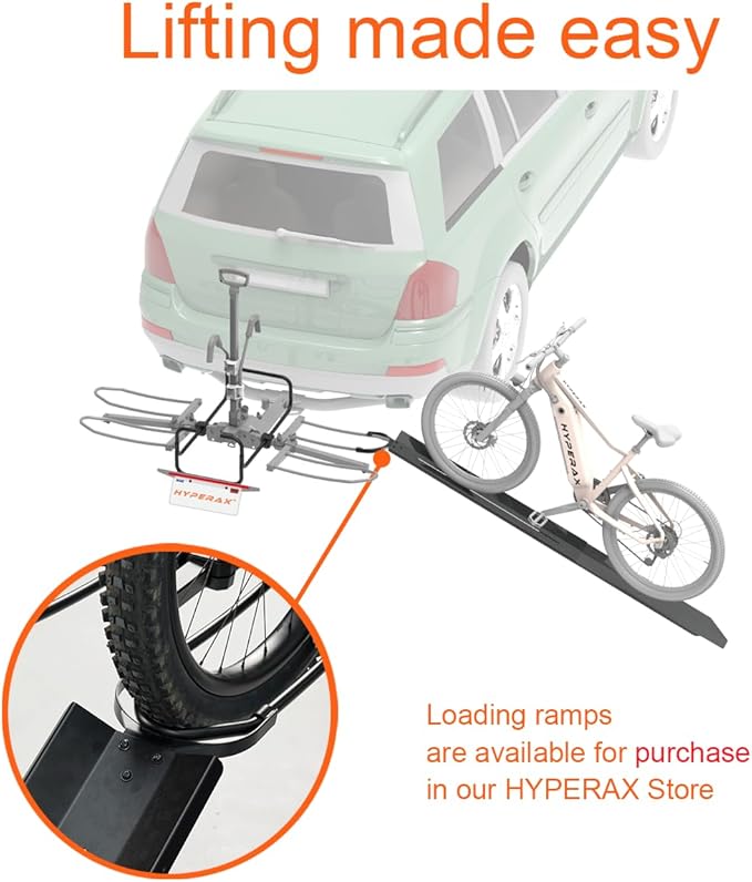 HYPERAX 2023 Volt RV -RV Approved Hitch Mounted 2 E Bike Rack Carrier - Image 6
