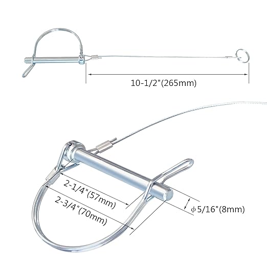Trailer Coupler Pin 5/16" x 2-3/4" Trailer Pins Prevents Loss - Image 2