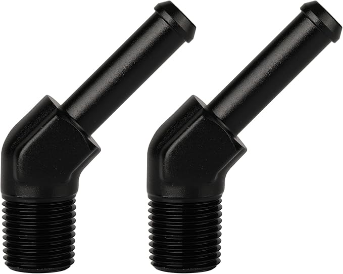 1/8 NPT Male to 1/4" Hose Barb Fitting Adapter 45 Degree Elbow Aluminum Black - Image 3