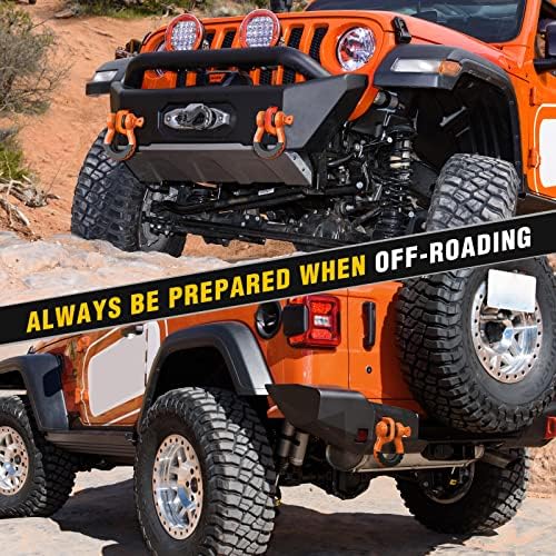 Nilight 2 Pack 3/4" D-Ring Shackle 4.75 Ton (9500 Lbs) Capacity with 7/8" Pin Heavy Duty Off Road Recovery with Isolators & Washer Kit for Jeep Truck Vehicle, Orange (90051B)