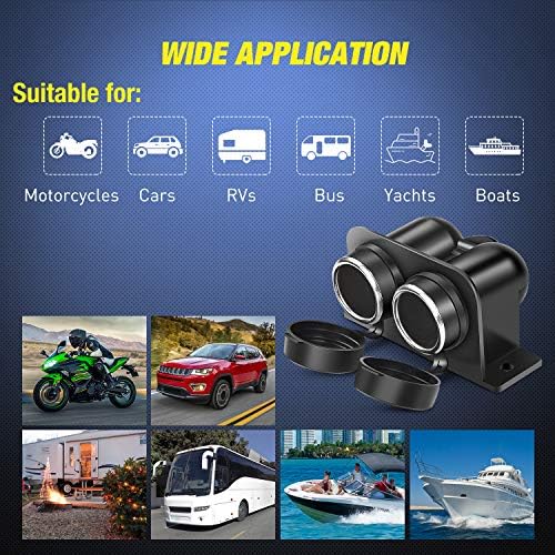 Nilight Dual Car Cigarette Lighter Socket DC 12V Waterproof Power Outlet