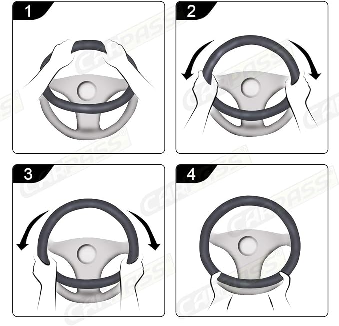 CAR PASS Rhombus Leather Universal Steering Wheel Cover, Fit - Image 3