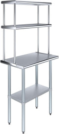 AmGood Stainless Steel Work Table Double Tier Overshelf | 18" x 30" Work Table by AmGood