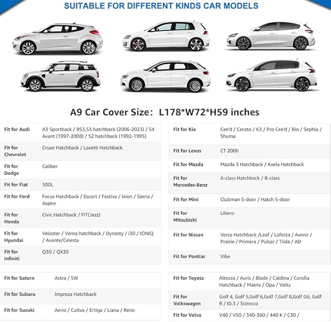 KouKou Hatchback Car Cover Waterproof All Weather Outdoor - Image 5