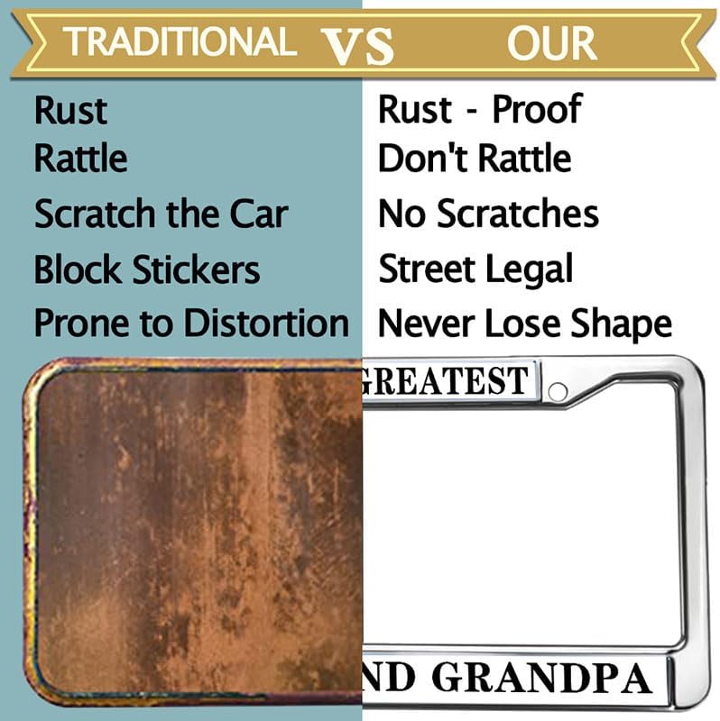 World's Best Grandpa Grandma License Plate Frame Customizable Grandpa Grandma Gifts Metal Chrome Auto License Plate Frame Cover