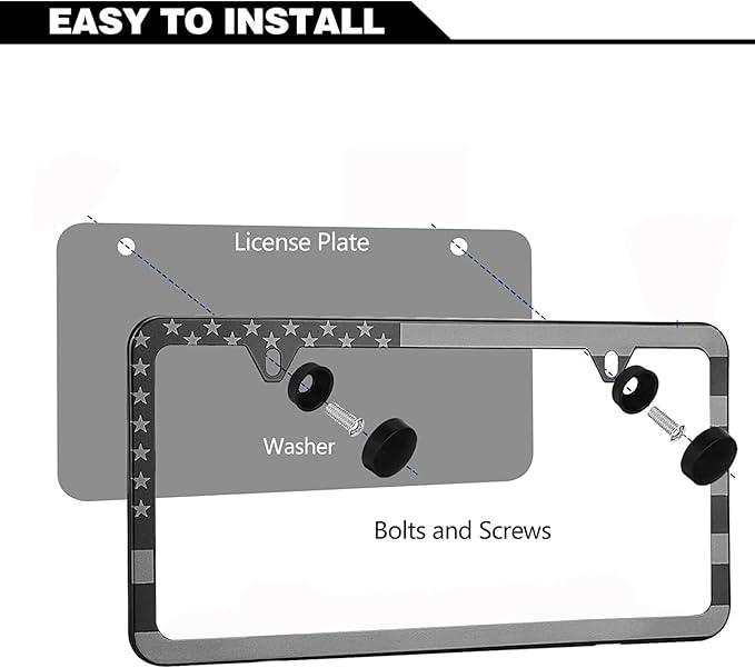 License Plate Frames, 2 Packs Front Rear Car Tags, Aluminum Alloy License Plate - Image 3