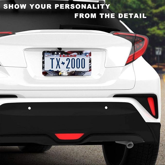 2Pack Universal Flag and Eagle License Plate Frame -Rustproof Aluminum Matte - Image 2