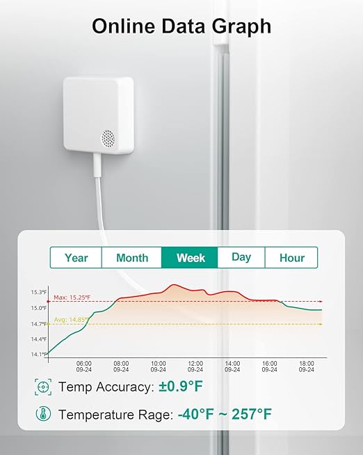 WiFi Thermometer Freezer Alarm, Email Alert, App Notification, Data Record - Image 3