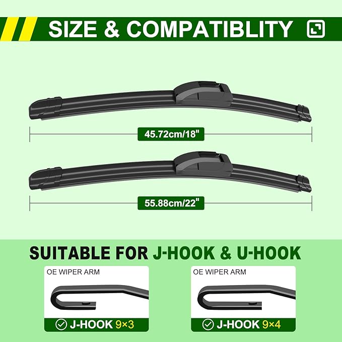 OEM Quality 22in + 18in Premium All-Season Windshield Wiper Blades - Image 2