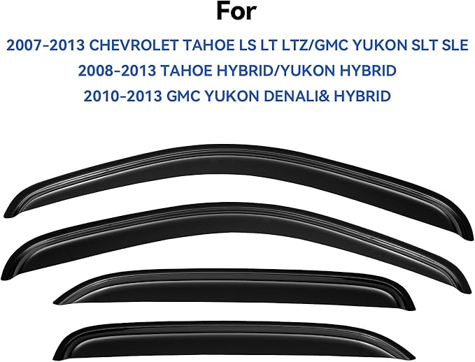 Window Visors Rain Guards for 2007-2014 Chevy Tahoe/GMC Yukon, Out-Channel - Image 2