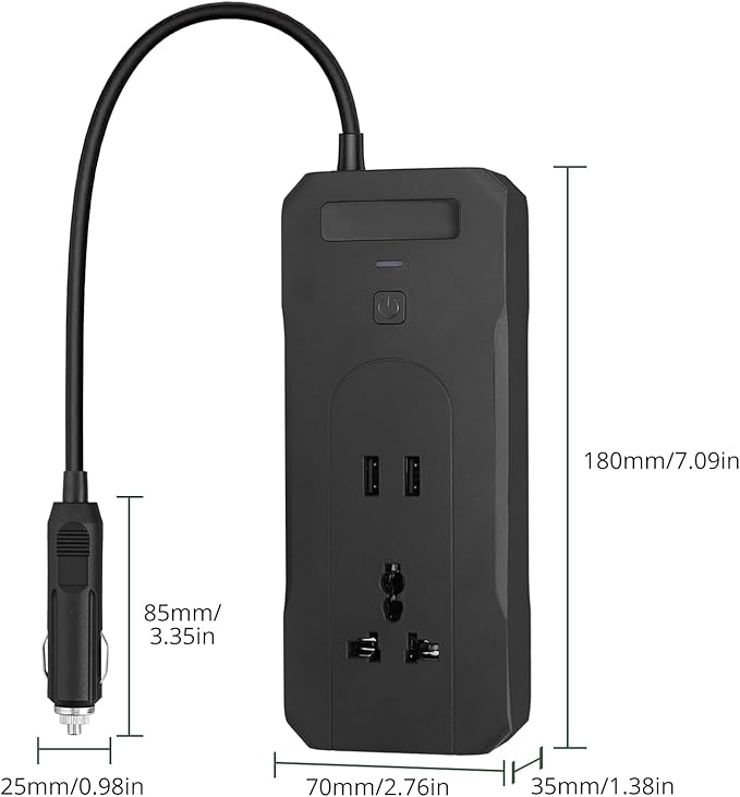 AUTTGINN 200W Car Power Inverter DC 12v to 110v AC Car Plug Adapter Outlet - Image 3