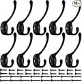 IBosins 10 Pack Heavy Duty Dual Coat Hooks Wall Mounted by IBosins
