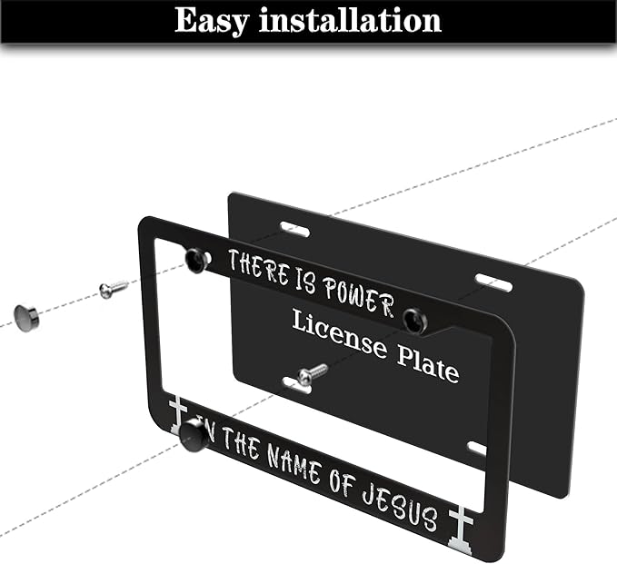 License Plate Frames Black and White License Plate Holder There is Power in The - Image 7