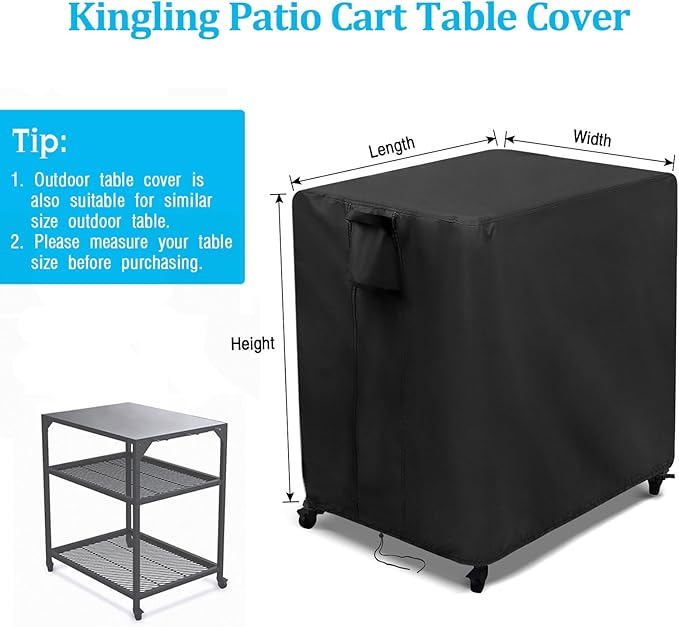 Kingling Outdoor Table Cover for Patio Cart Table, Waterproof Outdoor Grill - Image 3