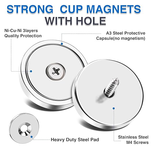 MIKEDE Strong Magnets with Hole, 100lb Heavy Duty Neodymium Magnet with - Image 4