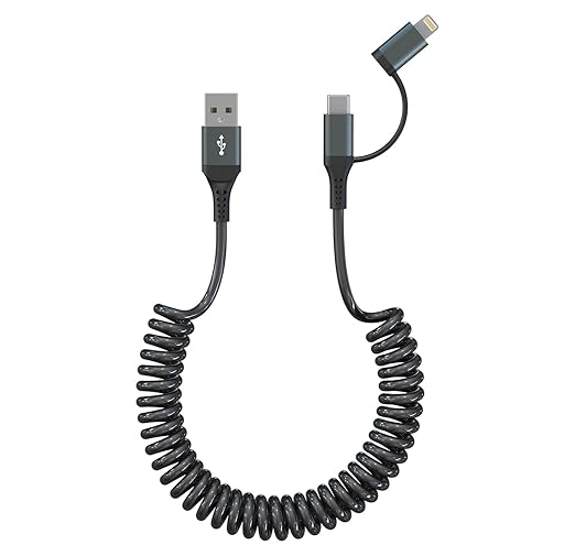 USB to USB C and Lightning Cable Support Apple Carplay & Android Auto by Yeemie