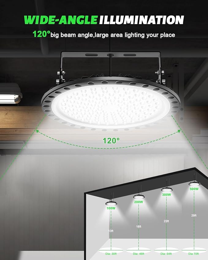 Viugreum High Bay LED Shop Lights, 300W UFO LED High Bay Light 30, 000LM 120V - Image 5