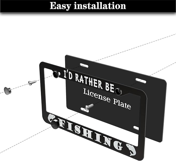 Automotive Exterior Accessories Black and White License Plate Frames I'd Rather - Image 7