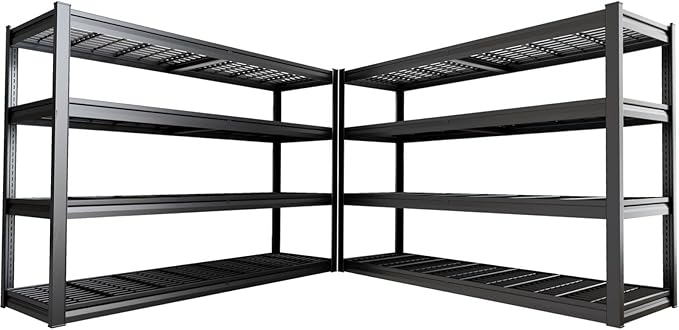 68" W Garage Shelving Unit, Heavy Duty Garage Storage Shelves, 4 Tier Storage by PMKES