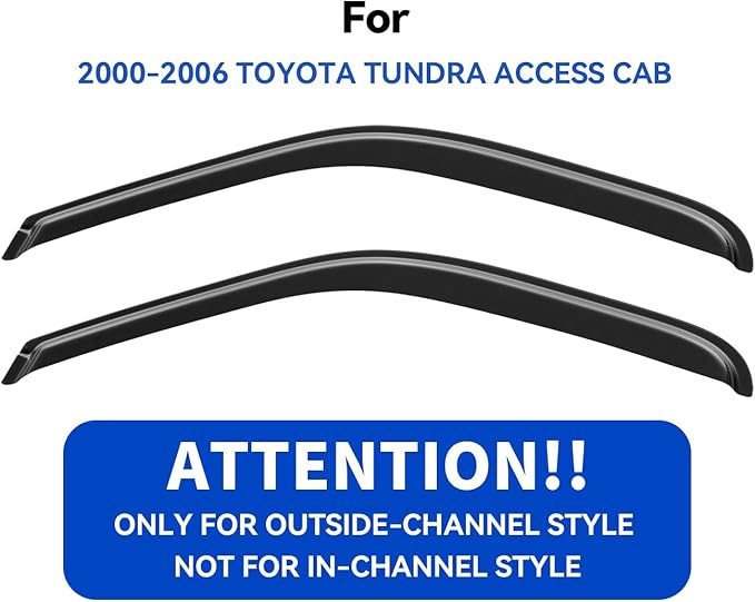 Window Visors Rain Guards for 2000-2006 Toyota Tundra Access Cab, Out-Channel - Image 2