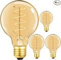 Leools Vintage LED Spiral Filament Bulb G25/G80 Dimmable Flick-Free 6W CRI95 by LEOOLS