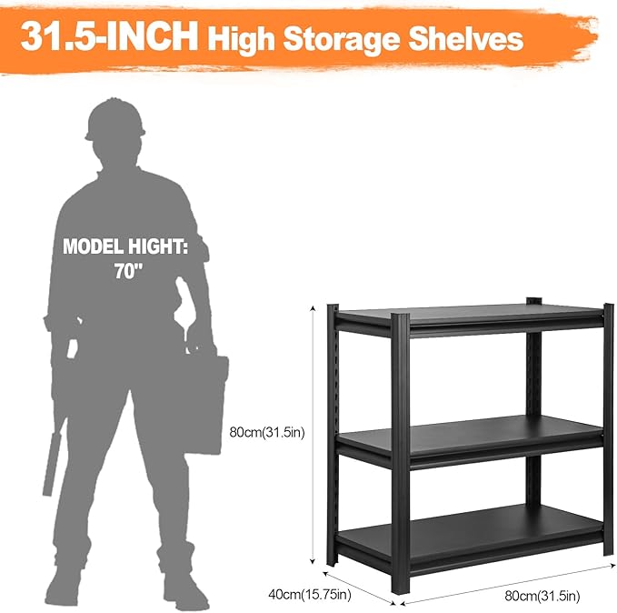 Metal Garage Shelving Unit, Heavy Duty 3-Tier 1050 LBS Loads Adjustable Storage - Image 3