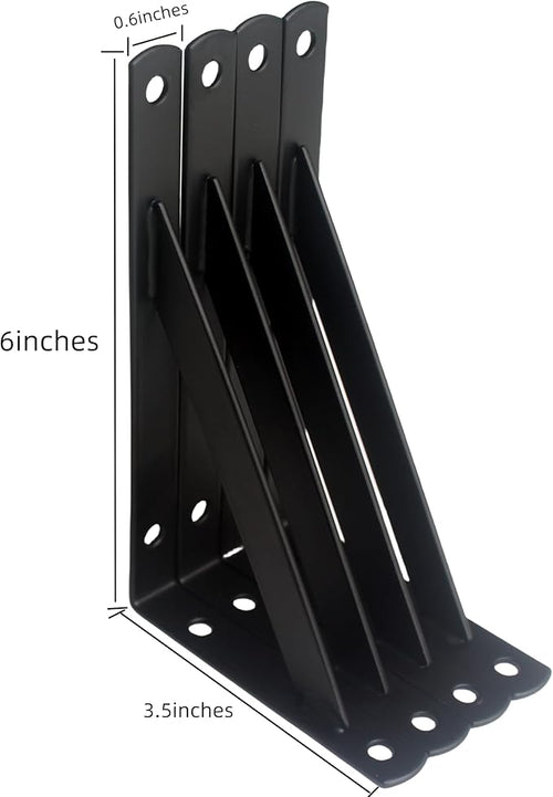 12 Pack L6 x H 3.5" Black Heavy Duty Shelf Brackets - Image 2