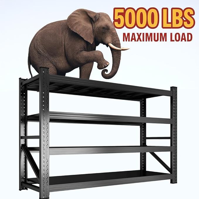 59" W Garage Shelving Heavy Duty, 4 Tier Metal Garage Shelves Adjustable - Image 5