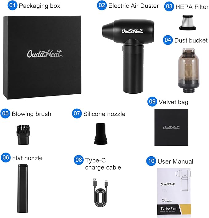 Air Duster Jet and Vacuum 2 in 1, 4 Gears Adjust, Rechargeable Portable - Image 6