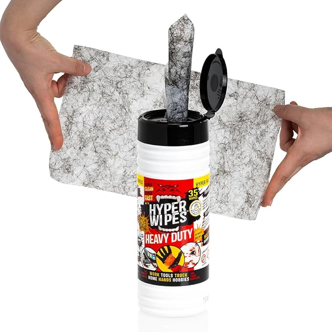 Hyper Wipes, 4 Pack Heavy Duty Hand & Tool Cleaning Wipes, Degreasing, All - Image 3