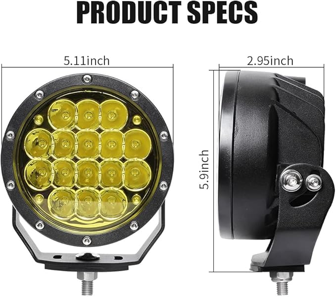 EXZEIT 5 Inch Amber LED Driving Lights - Image 3