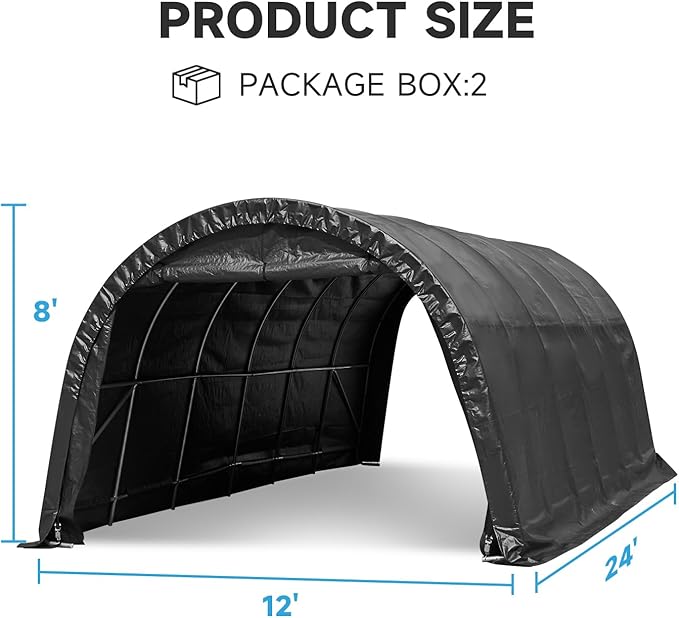 MELLCOM 12 x 24 FT Heavy Duty Carport, Portable Garage - Image 2