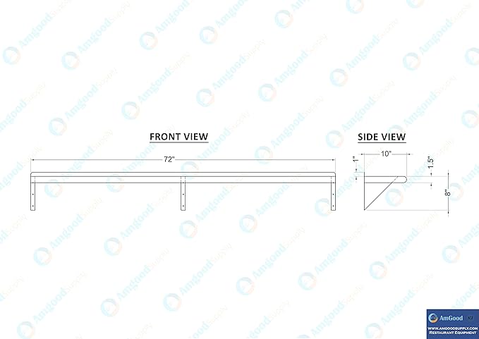 AmGood 72" Long X 10" Deep Stainless Steel Wall Shelf | NSF Certified | - Image 8