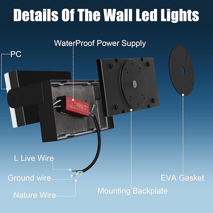40W LED Wall Light, 4000LM 5000K 360° Wide-Angle Exterior Wall Floodlights - Image 8