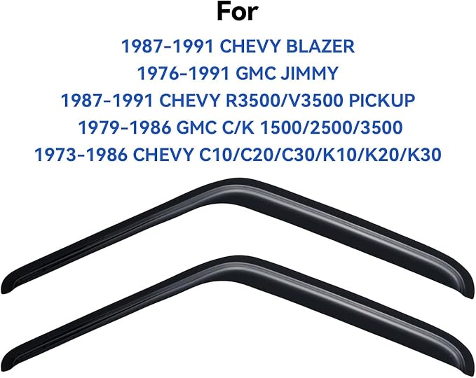 Window Visors Rain Guards for 1987-1991 Chevy Blazer, Out-Channel Window Vent - Image 2