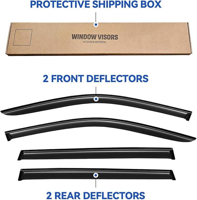 Window Visors Rain Guards for Honda Pilot 2016 2017 2018 2019 2020 2021 2022 - Image 5